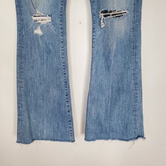 Mother The Weekender Fray Flared Jeans Dreamer Blue Denim Stretch USA Size 27 - Picture 5 of 11